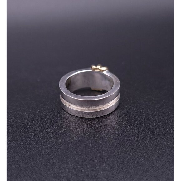 Tiffany & Co Vintage Sterling Silver 18kt Yellow Gold Atlas Groove Ring Size 5 - Picture 4 of 9